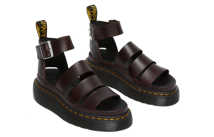 (WMNS) Dr. Martens Clarissa II Atlas Quad Leather Platform Sandals 'Oxblood' 26684601