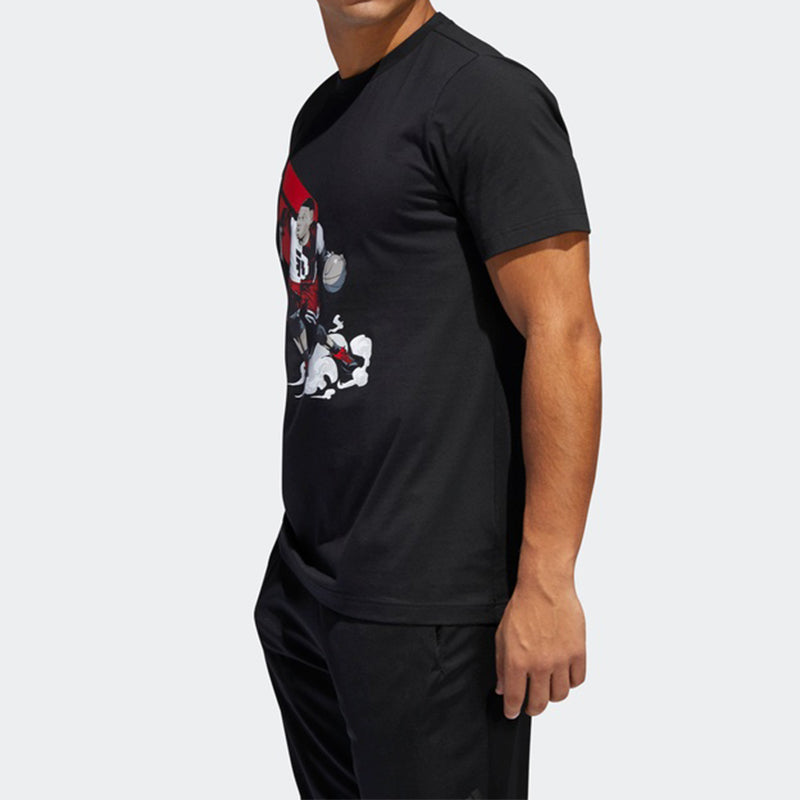 adidas Dame Geek Up Lillard Basketball Sports Short Sleeve Black DU6294