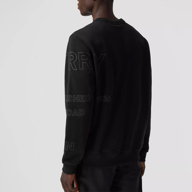 Burberry Horseferry Print Cotton Round Neck Sports Pullover Sweater For Men Black 80375531