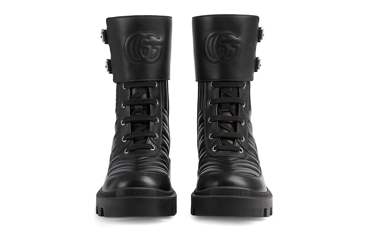 (WMNS) Gucci Frances Interlocking G Combat Boots 'Black' 628855-DH7A0-1000