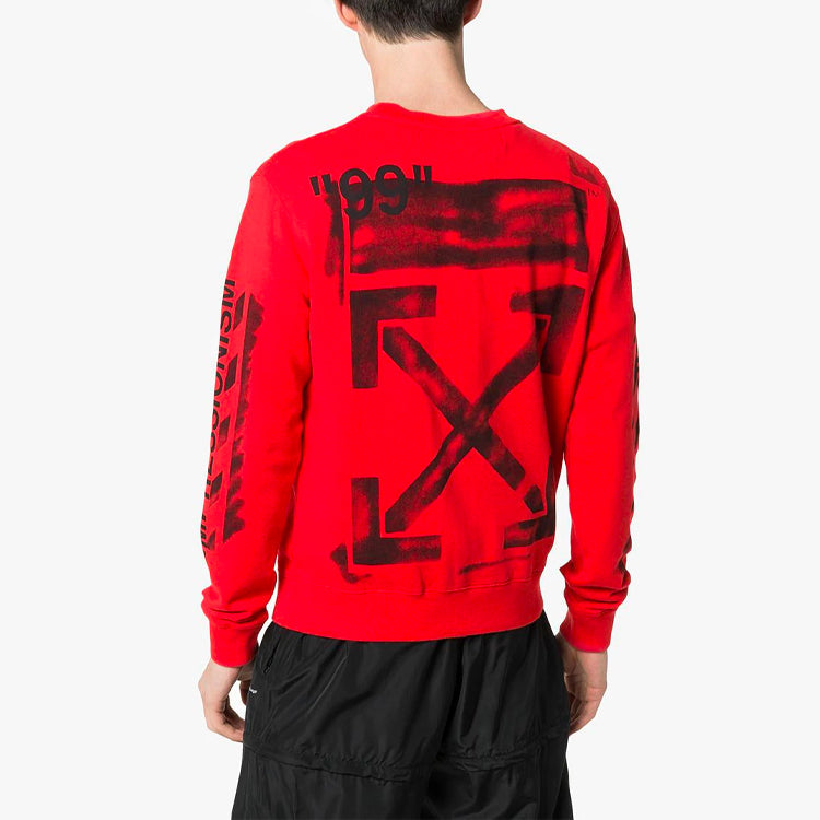 Off-White MENS SS19 'Impressionism' Crew Neck Cotton Logo Sweatshirt Red OMBA025R190030152010