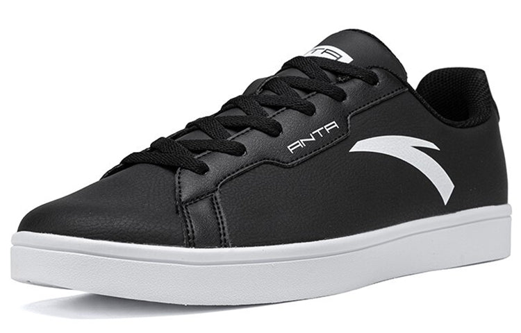 ANTA Leather Skateboarding Shoes 'Black White' 912028003-1