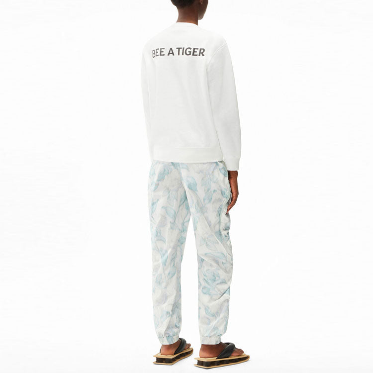 (WMNS) KENZO SS21 Tiger Head Printing Round Neck Long Sleeves White Hoodie FB52SW8294MO-01