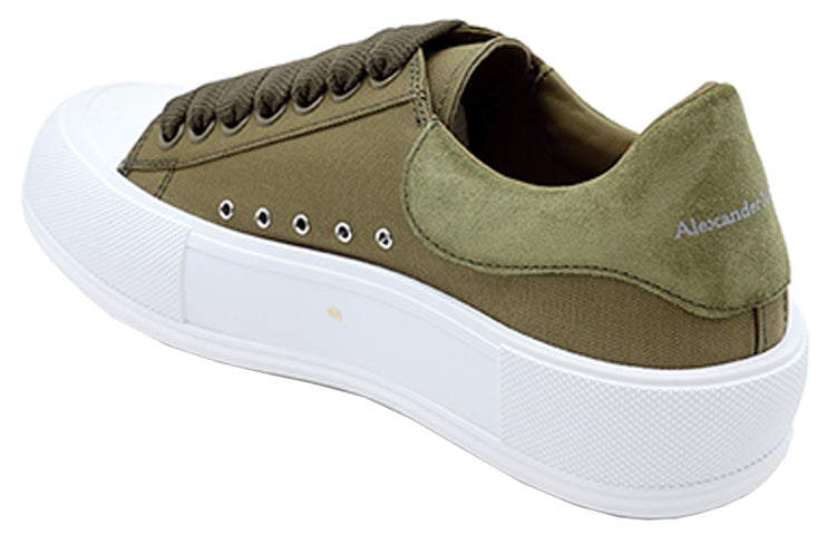 Alexander McQueen Deck Skate Plimsoll Lace Up 'Khaki Green' 654594W4PQ13227