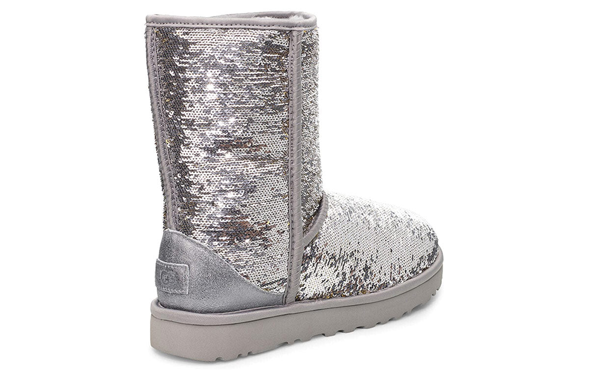 (WMNS) UGG Classic Short Cosmos Sequin Silver 1103796-SGLD