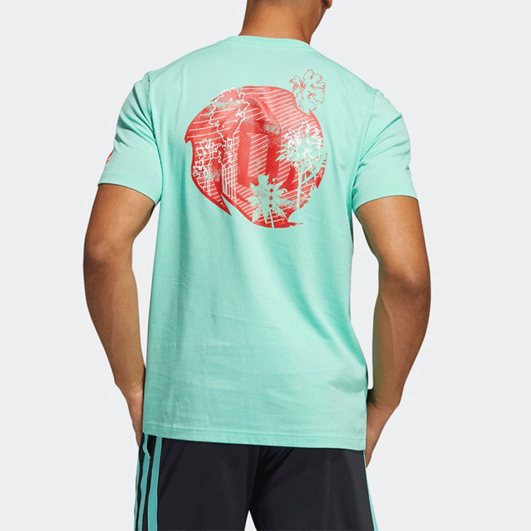 adidas Logo Printing Basketball Sports Short Sleeve Mint Green GV1833