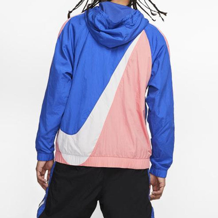 Nike Sportswear NSW Big Swoosh Back Large Half Zipper Sports hooded Jacket Blue Pink Bluepink CD0420-480