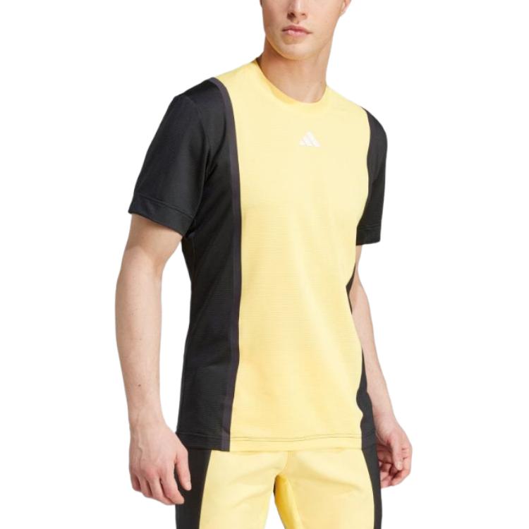 adidas Tennis HEAT.RDY Pro FreeLift 3D Rib T-shirt Asia Sizing 'Yellow Black' IS8972