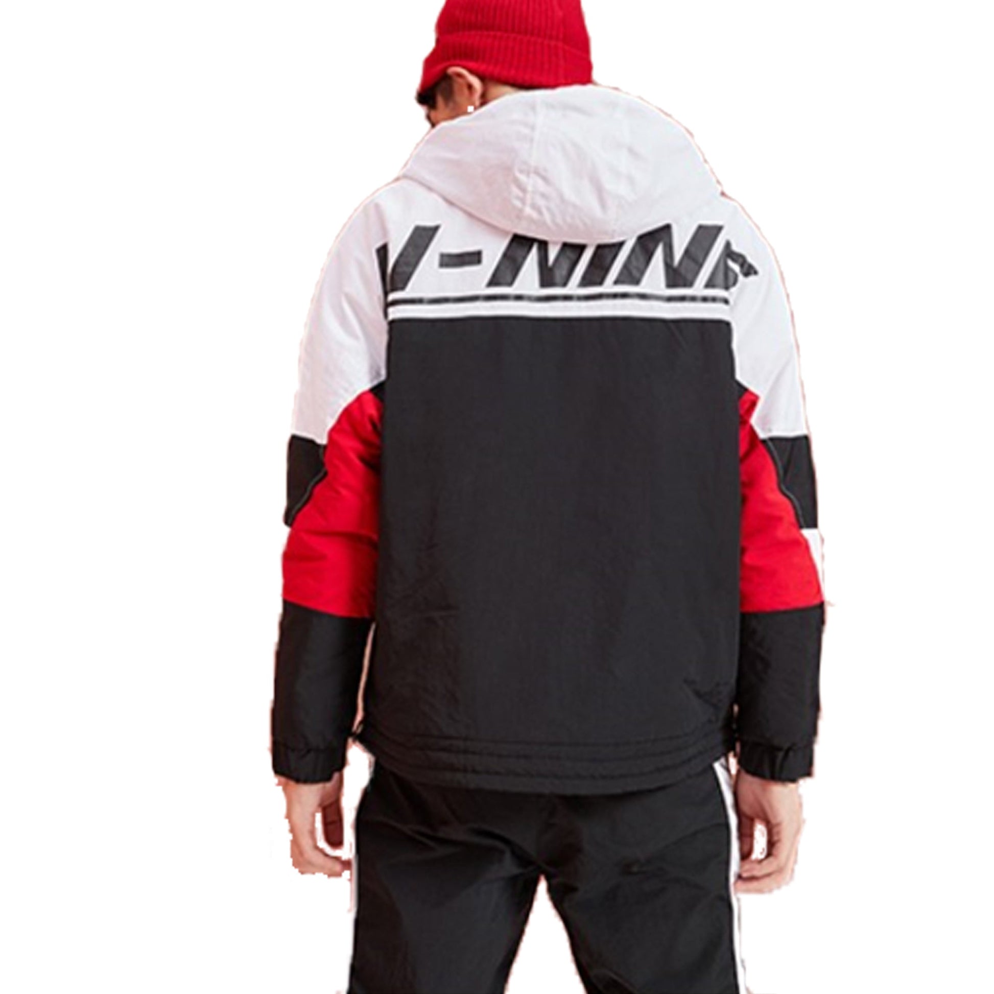 Li-Ning Large Logo Printing Colorblock Stay Warm Half Zipper Hooded Padded Jacket 'Red' AJMP017-1