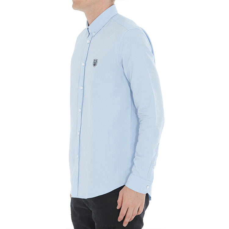 Men's KENZO SS21 Embroidered Casual Long Sleeves Shirt Light Blue F965CH4001LD-63