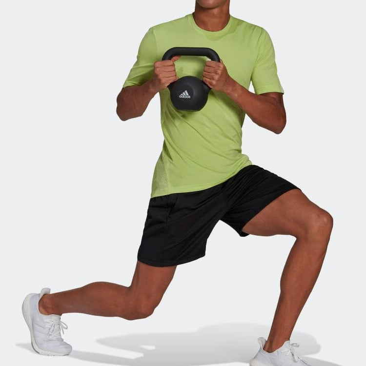 Men's adidas Alphabet Logo Printing Round Neck Pullover Short Sleeve Japanese Version Green T-Shirt HC4441
