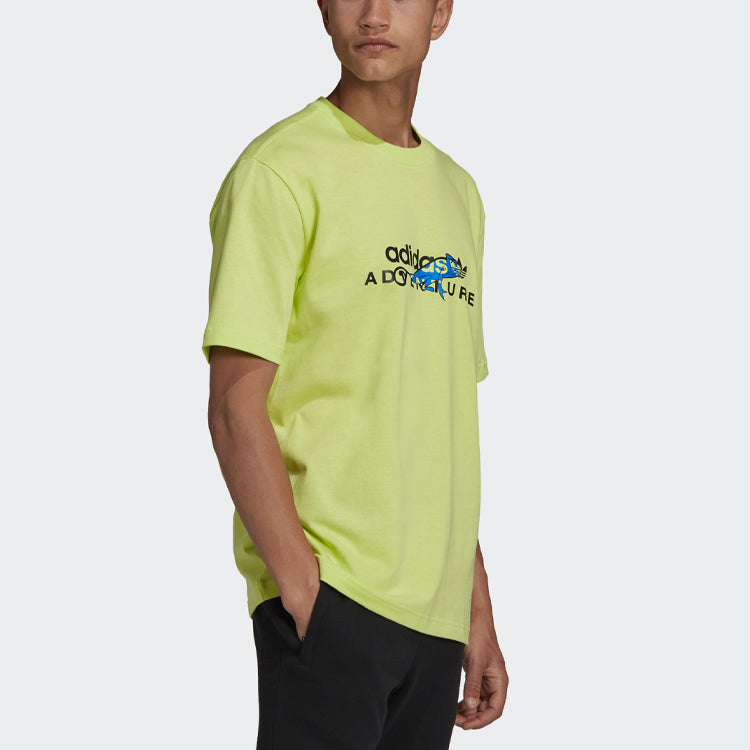adidas originals Alphabet Printing Sports Round Neck Short Sleeve Yellow GN2345