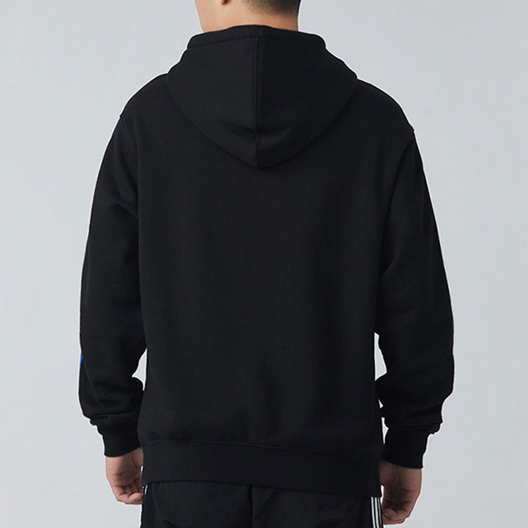 adidas originals Colorblock logo Printing Fleece Lined hooded Pullover Black GD2117