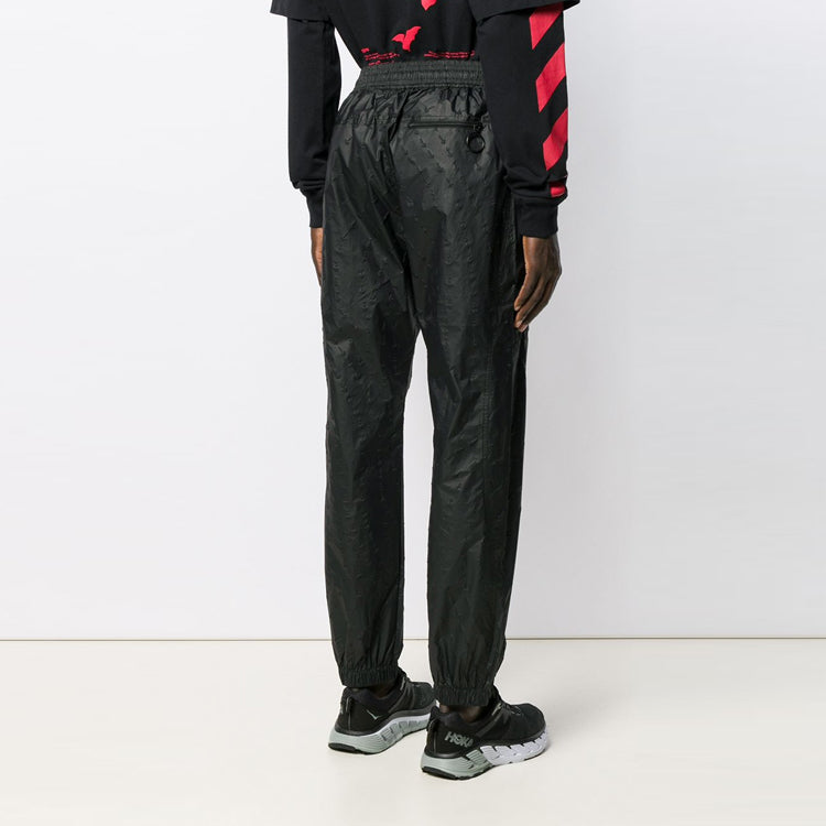Men's Off-White SS21 Elastic Waistband Solid Color Sports Pants/Trousers/Joggers Loose Fit Black OMCA096E19E140021000
