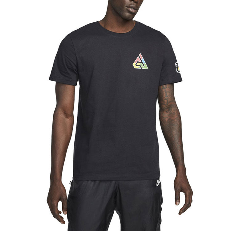 Nike Back Logo Pattern Printing Round Neck Casual Short Sleeve Black DV5366-010
