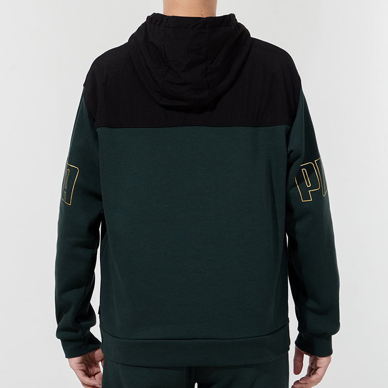 PUMA Winterized Bronzing Logo Printing Sports Fleece Lined Green 848255-80
