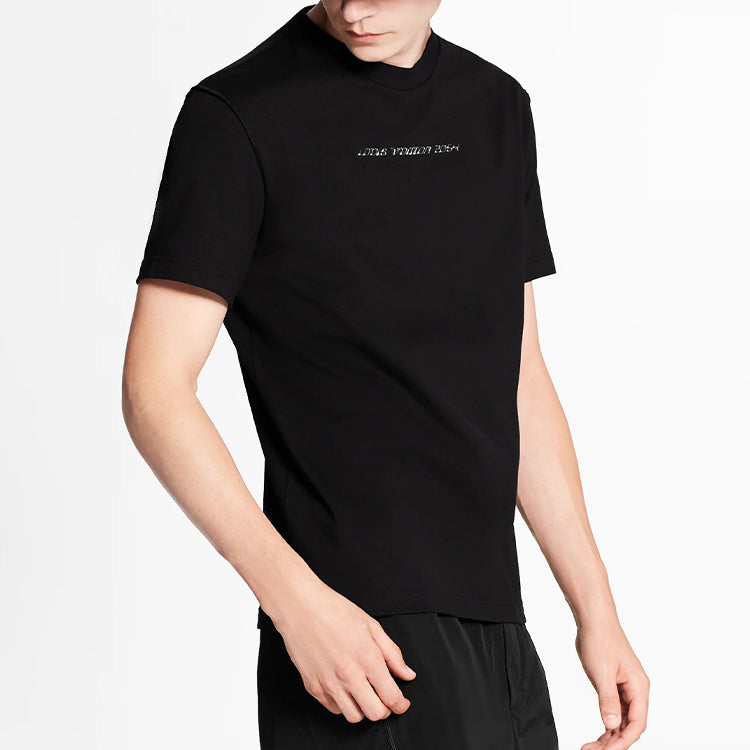 LOUIS VUITTON LV SS21 2054 Logo Chest Letter Crewneck Short Sleeve For Men Black 1A8HM6