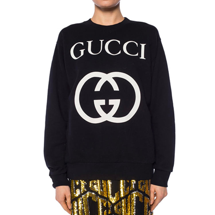 (WMNS) Gucci Interlocking G Oversized Crew Neck Sweater For Black 469250-X3Q25-1289