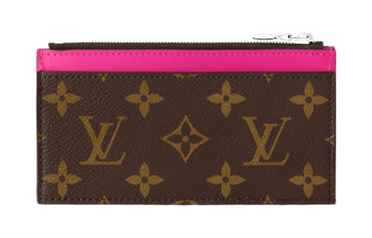 LOUIS VUITTON Monogram Macassar Canvas Coin Card Holder 'Fuchsia' M82912