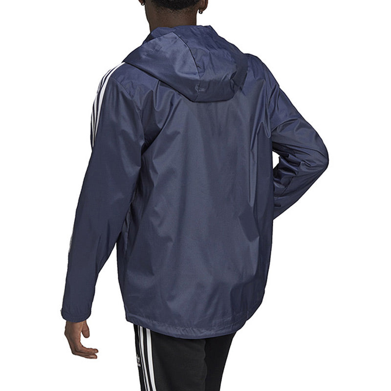 adidas originals Logo Micro Mark Stripe Athleisure Casual Sports hooded Woven Jacket Navy Blue HC2007
