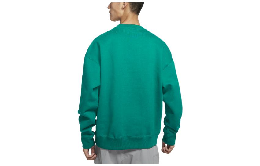 Men's Nike Lab Fleece Crew Solid Color Plush Stay Warm Sports Round Neck Pullover Green DA0318-340