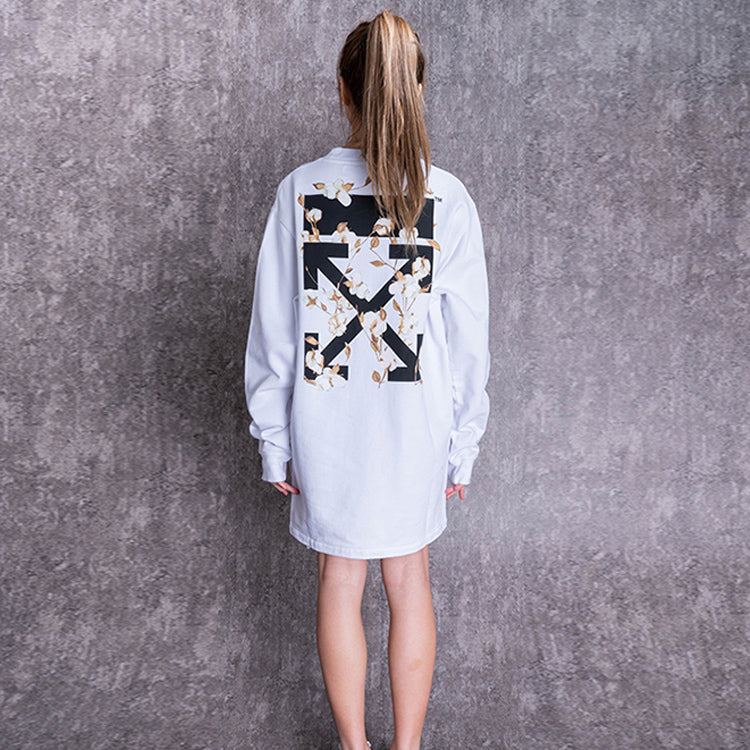 (WMNS) Off-White Arrow Round Neck White Hoodie OWDB098R190030430110