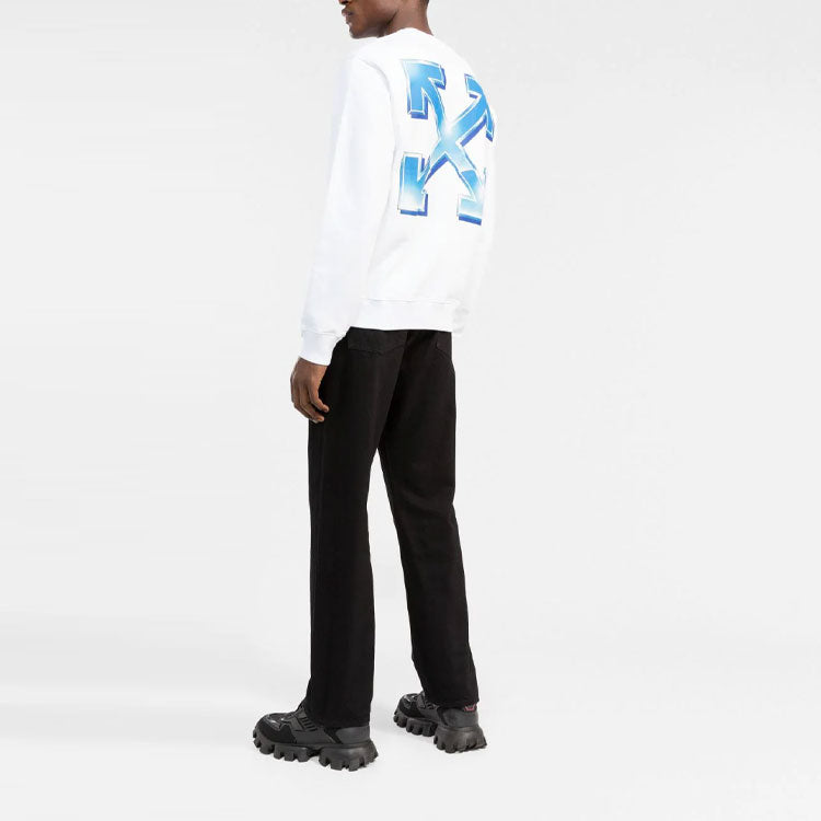 Men's Off-White SS22 Logo Printing Round Neck Pullover Hoodless Loose Fit White OMBA057S22FLE0040139