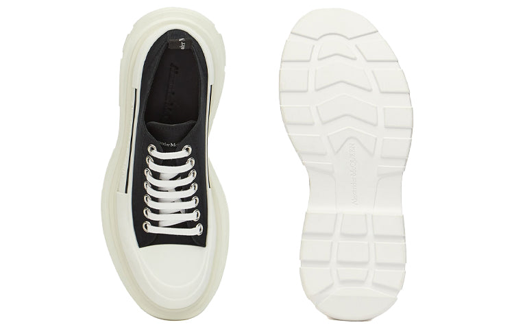 (WMNS) Alexander McQueen Tread Slick Low Lace Up 'Black White' 611705W4L321070