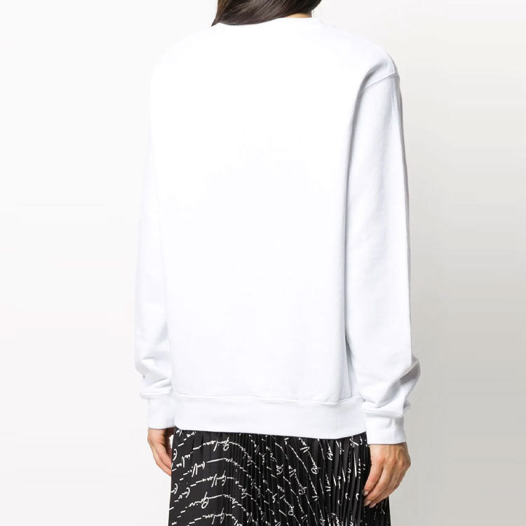 (WMNS) Off-White Cotton Printing Round Neck Pullover White Hoodie OWBA055E20FLE0010110