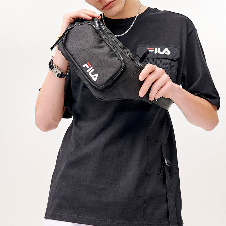 FILA FUSION Multiple Pockets Round Neck Pullover Short Sleeve Black T11M123106F-BK