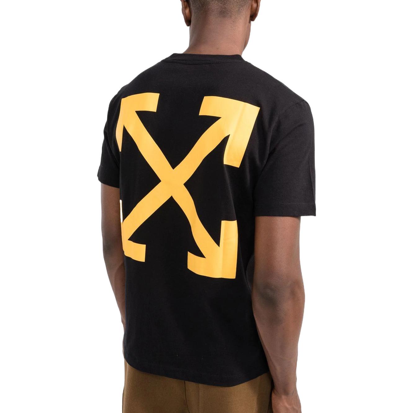 Men's Off-White FW22 Caravaggio Arrow Character Printing Casual Short Sleeve Black T-Shirt OMAA027C99JER0141001