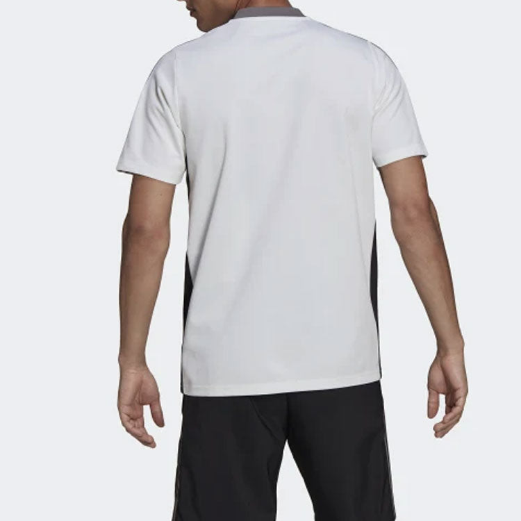 adidas Solid Color Logo Soccer/Football Sports Woven Short Sleeve Juventus White GR2973