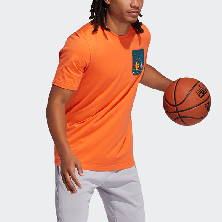 adidas Lil Stripe Pckt Printing Basketball Sports Round Neck Short Sleeve Orange Yellow GQ8378