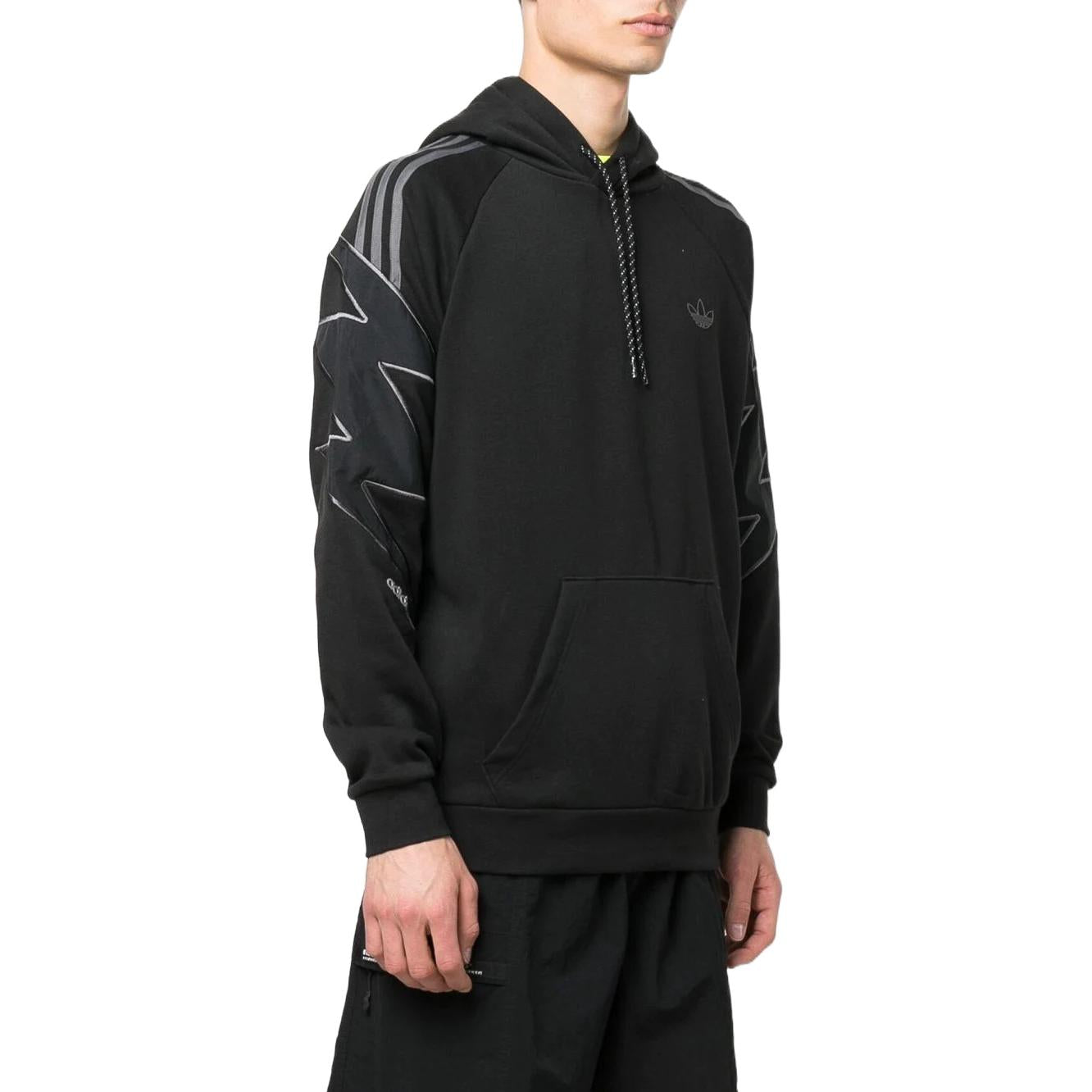 Men's adidas originals Logo Printing Pattern Drawstring Hooded Long Sleeves Black HE4709