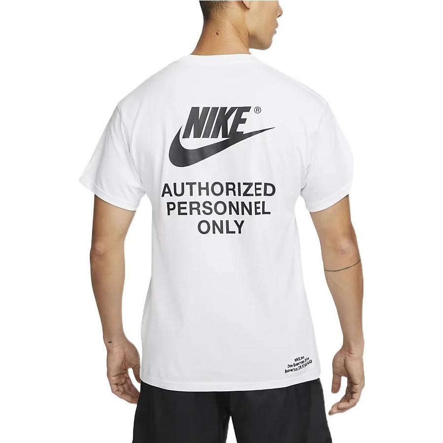 Nike Printing Alphabet Logo Round Neck Cotton Short Sleeve White DM6428-100
