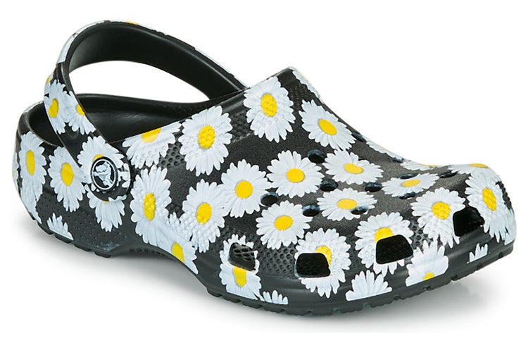 Crocs Classic clo daisy Full Print Sandals Unisex Black 206375-0ZI