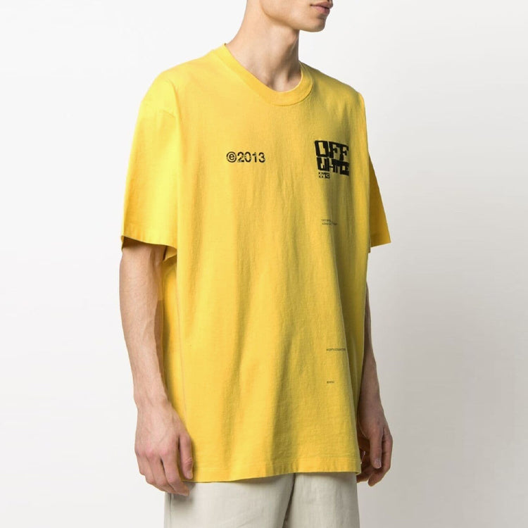 Off-White SS21 Tech Marker Logo Round Neck Short Sleeve Ordinary Version Yellow OMAA038S21JER0081910