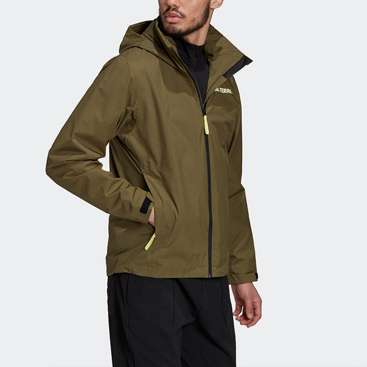 adidas Terrex Mt Rr Jacket waterproof Sports Outdoor Hooded Jacket Green GU6485