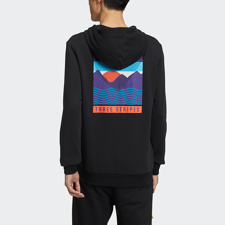 Men's adidas neo Favorites Pattern Printing Pullover Black GM2334
