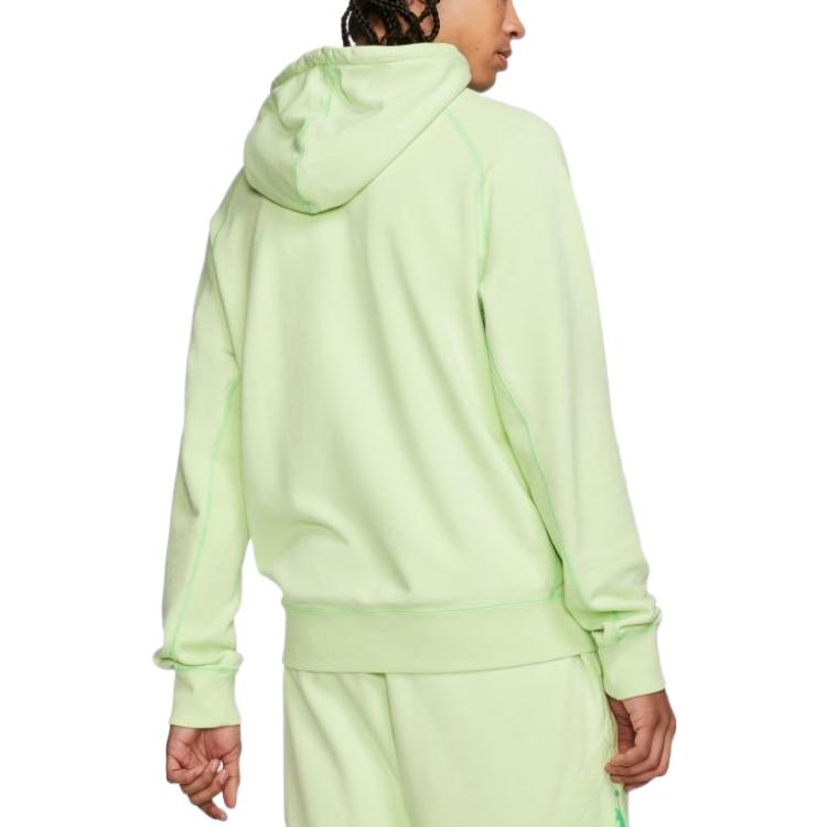 Men's Air Jordan Wings Logo Solid Color Hooded Pullover Long Sleeves Green CD4567-380