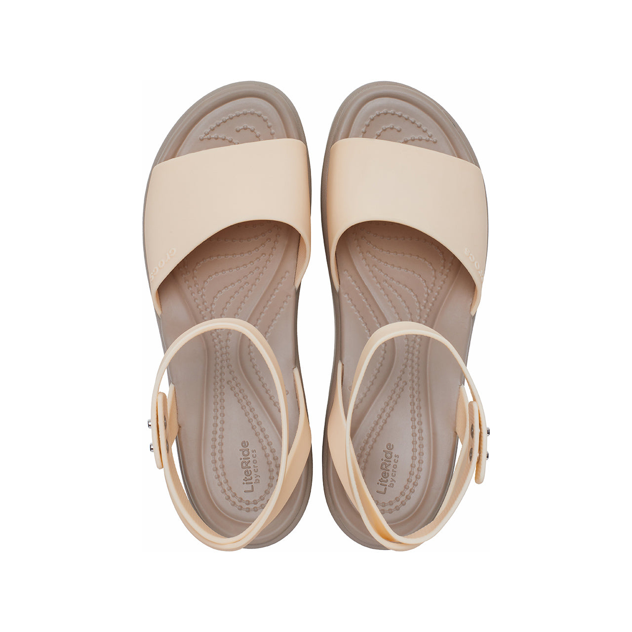 (WMNS) Crocs Brooklyn Ankle Strap Wedge Sandals 'Cream White Brown' 209406-2DS