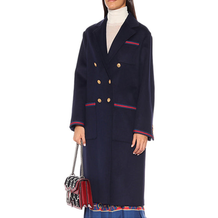 (WMNS) Gucci Double-Breasted Wool Coat For Navy 569916-ZHW03-4466