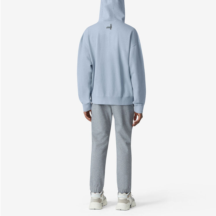 Men's KENZO SS21 Casual Hooded Pullover Long Sleeves Light Blue FB55SW5364MO-65