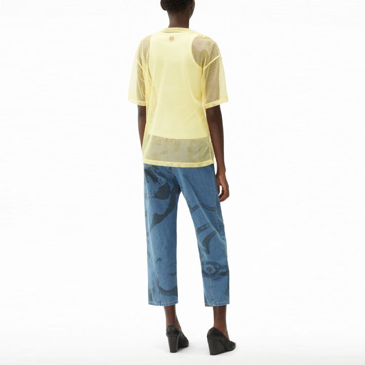 KENZO SS21 Pattern Printing Short Sleeve Yellow T-Shirt FB52TS6464PM-38