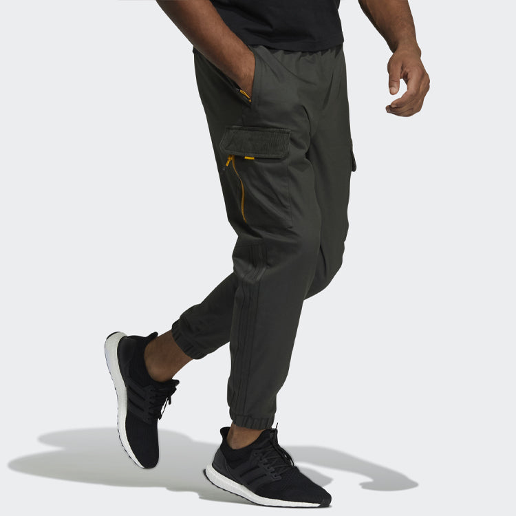 Men's adidas Woven Pants Solid Color Elastic Waistband Long Sports Pants/Trousers/Joggers Dark Brown HD0354