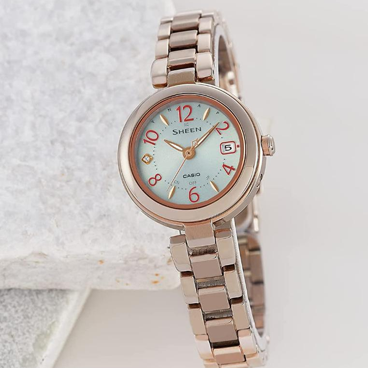 CASIO SHEEN Series Stylish Classic Watch Solar Charging Solar Powered Rose Gold Analog SHW-7100TCG-7AJF