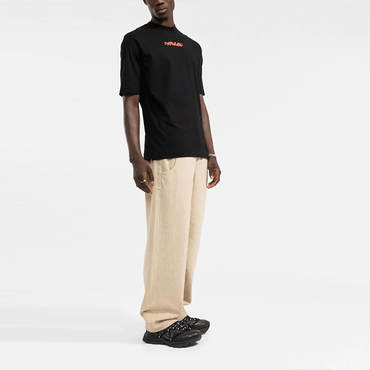 Off-White FW21 Logo Printing Arrow Pattern Round Neck Short Sleeve Ordinary Version Black OMAA119F21JER0151084