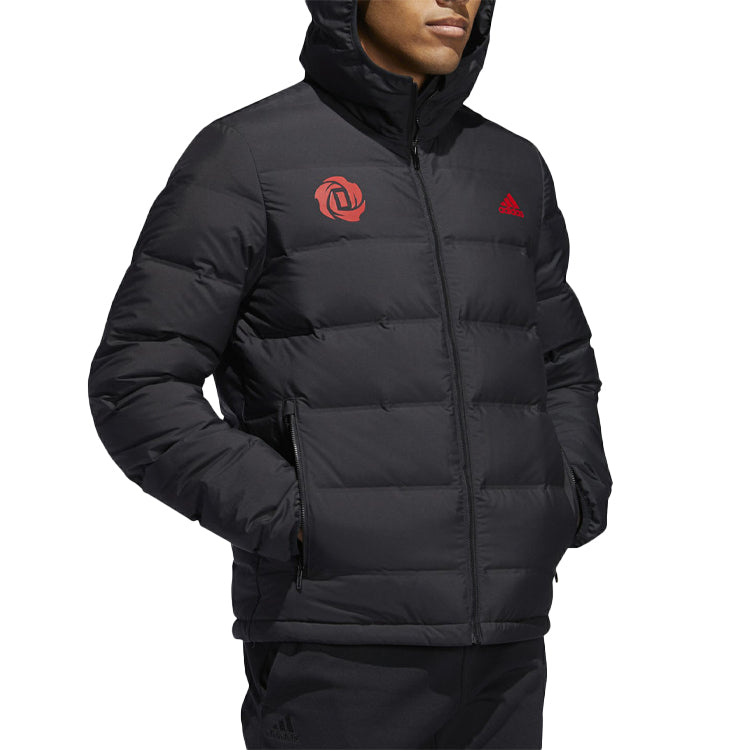 adidas Casual Printing hooded Stay Warm Windproof Sports Down Jacket Black EI9714