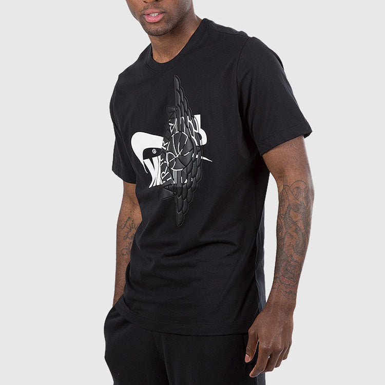 Air Jordan Wings logo Printing Short Sleeve Black AO0601-011