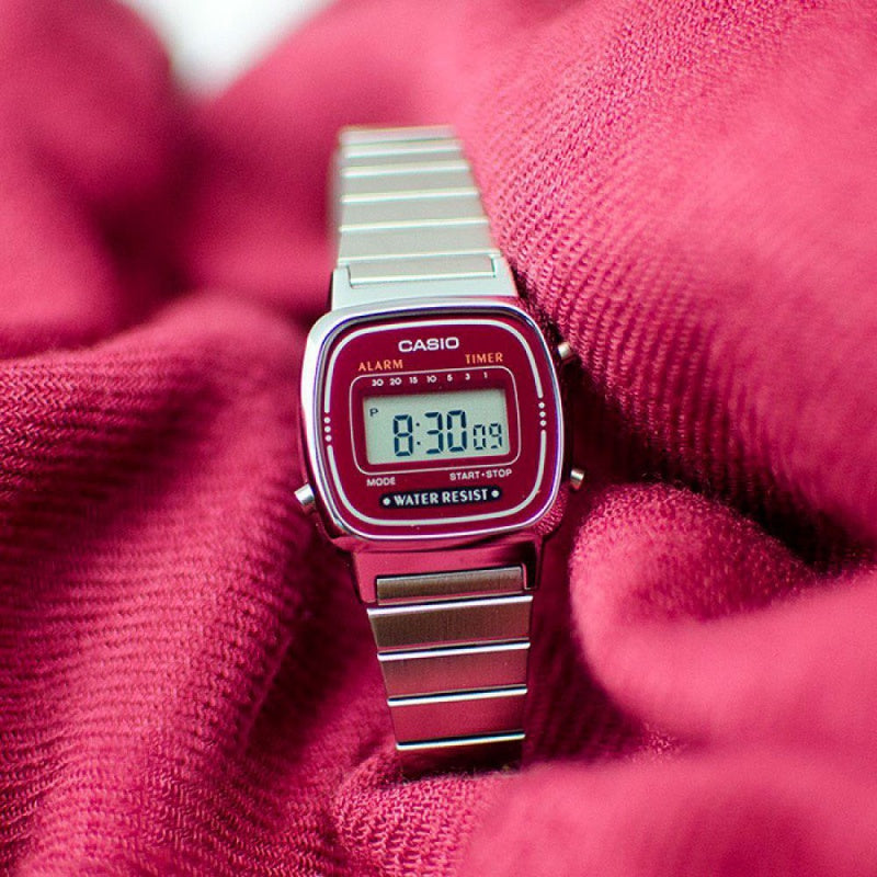 CASIO Waterproof Mens Wine Red Digital LA670WA-4
